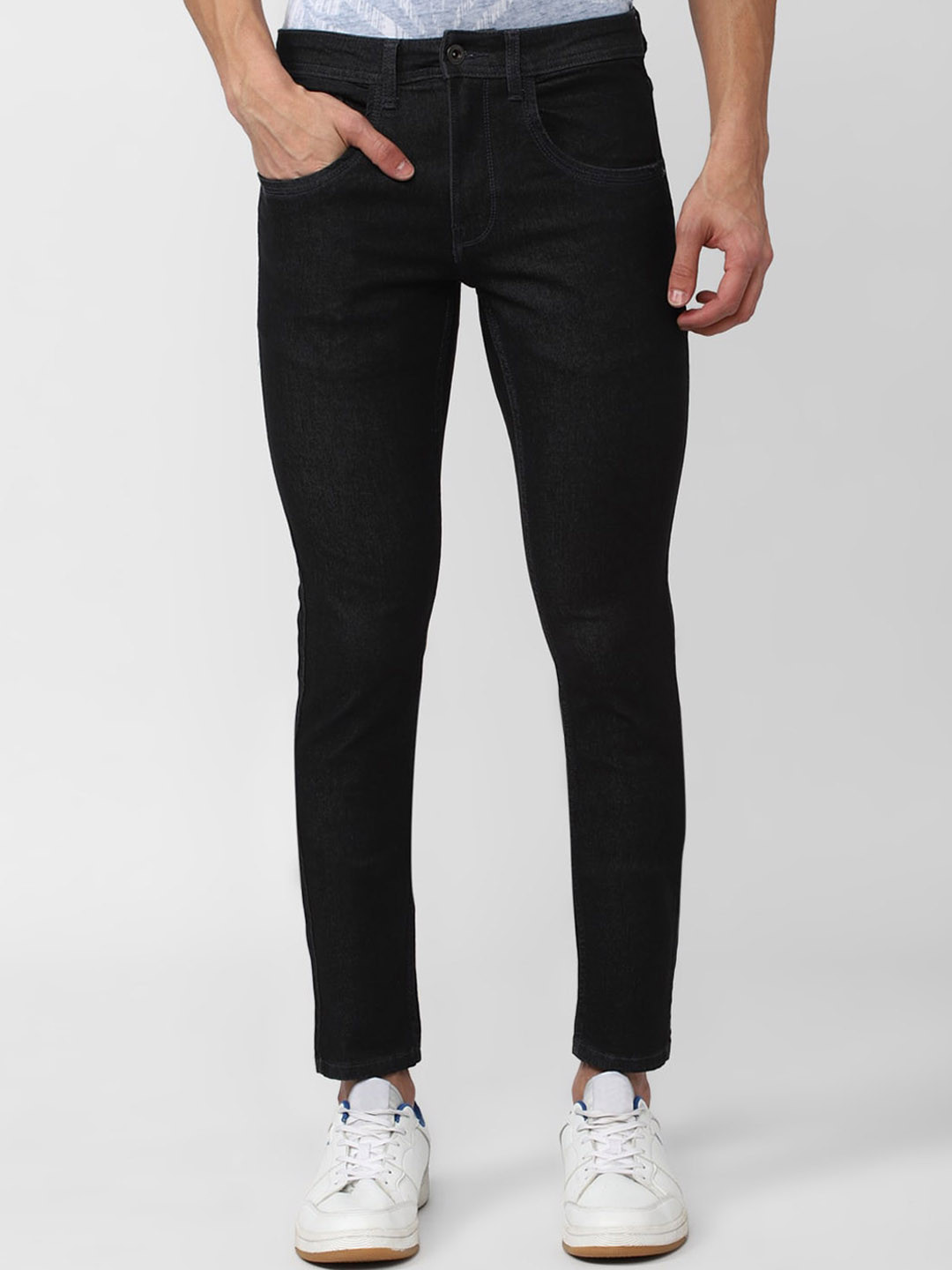 

V Dot Men Skinny Fit Mid-Rise Jeans, Black