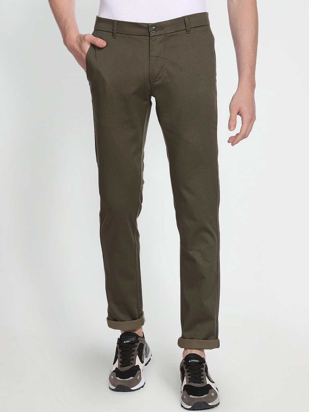 

Arrow Sport Men Printed Slim Fit Chinos Trousers, Green
