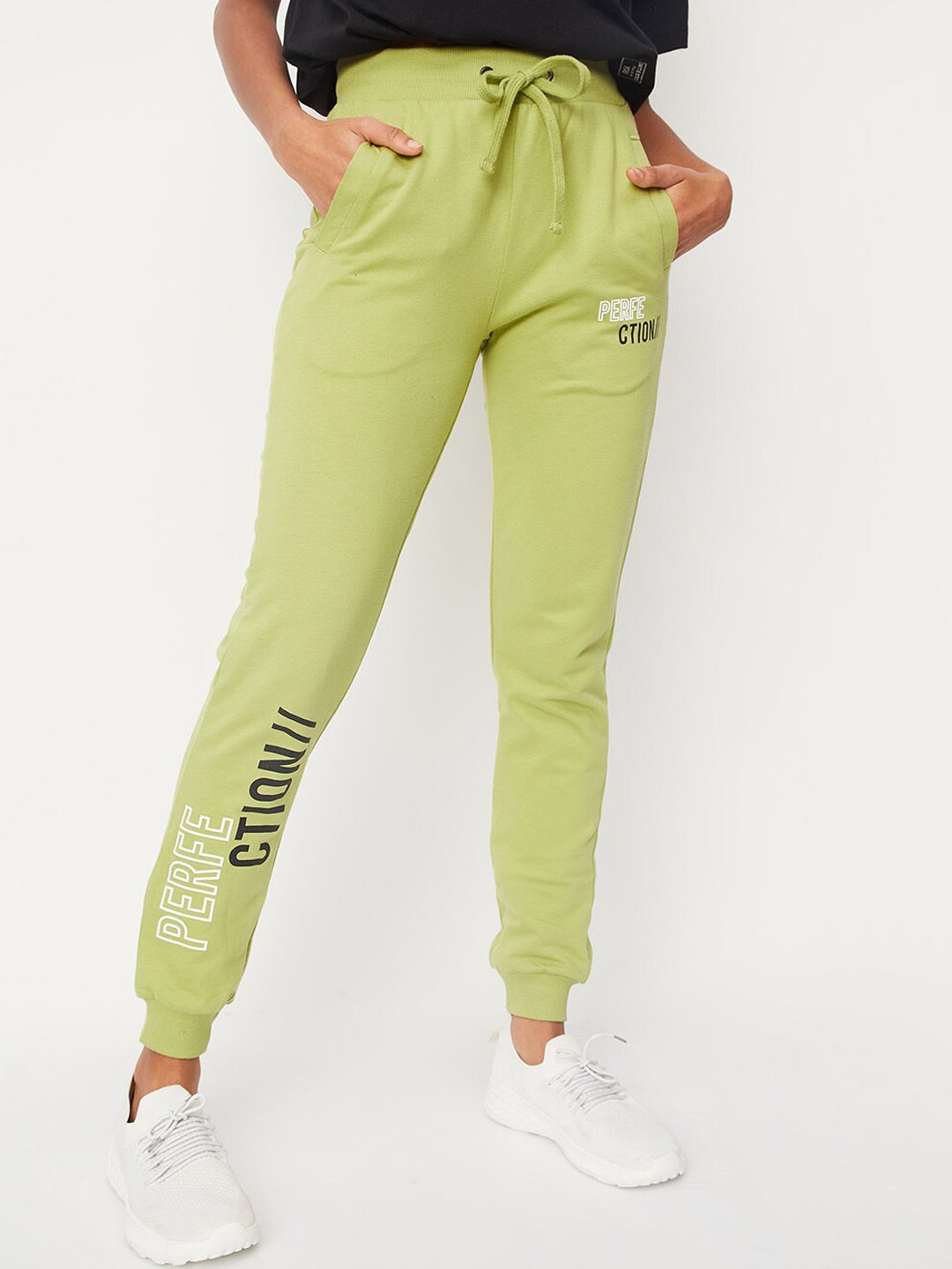 

max Women Mid Rise Pure Cotton Joggers, Green