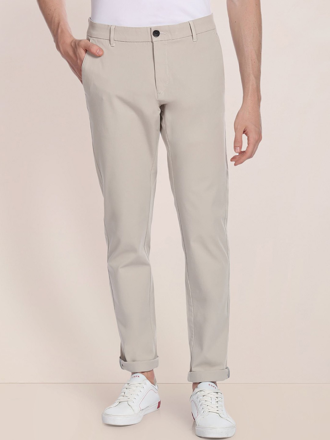 

U.S. Polo Assn. Men Regular Fit Chinos Trousers, Beige
