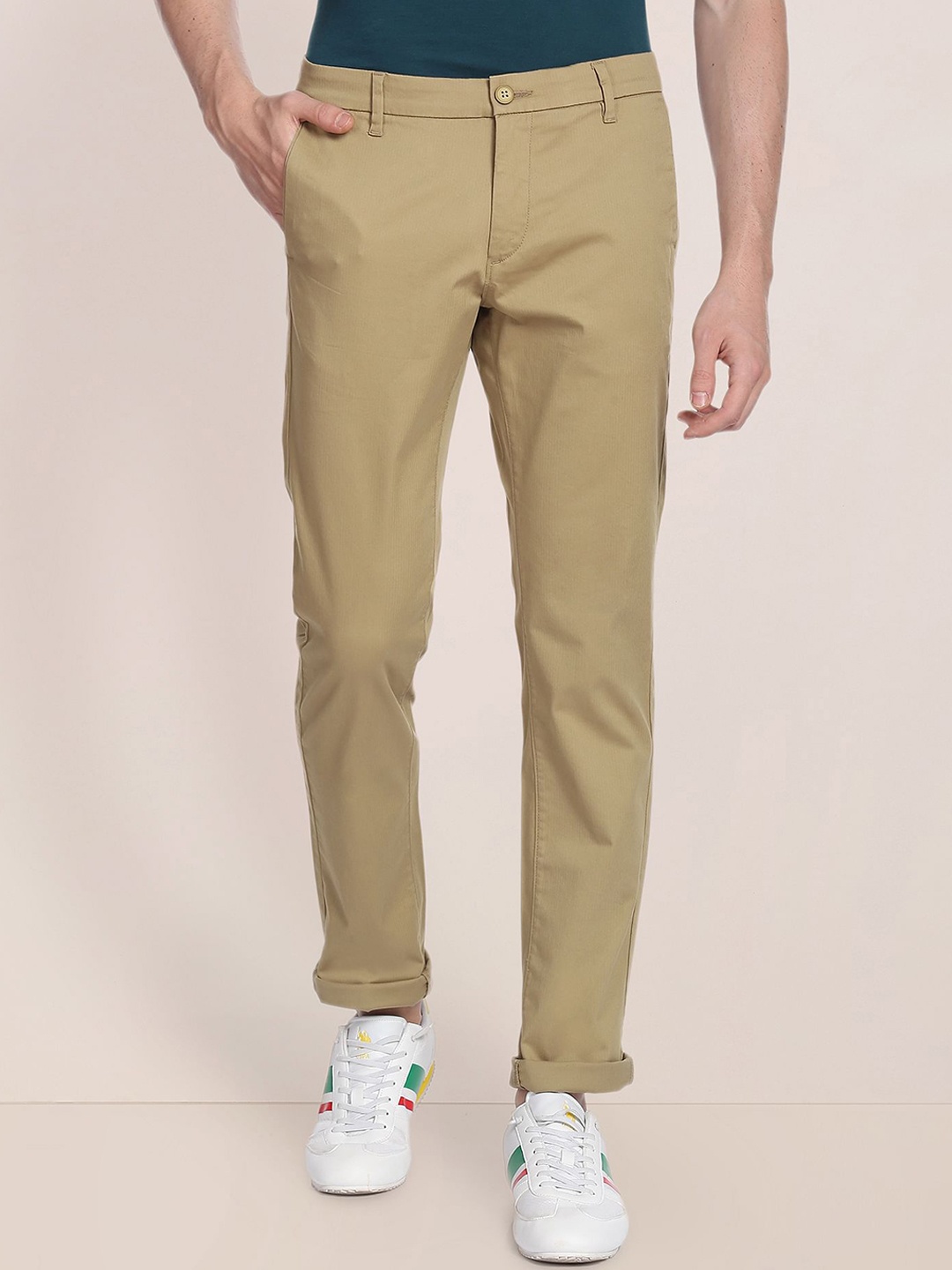 

U.S. Polo Assn. Men Cotton Slim Fit Chinos Trousers, Khaki
