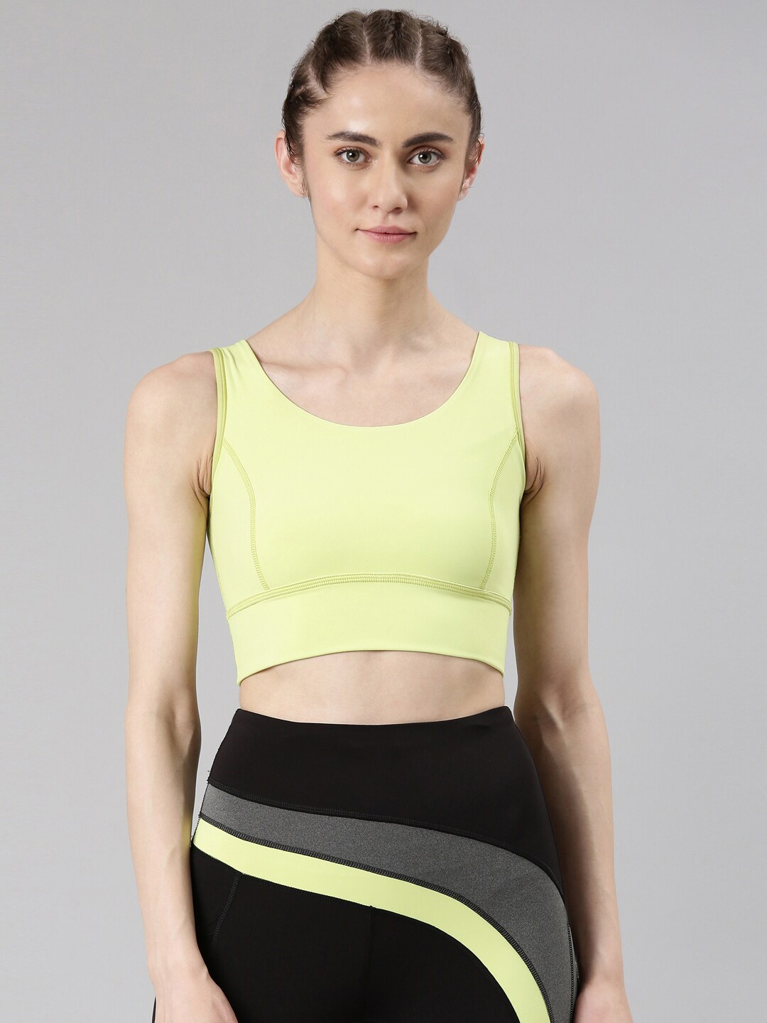 

Enamor Removable Padding Non Wired Dry Fit Antimicrobial Workout Sports Bra E117, Green