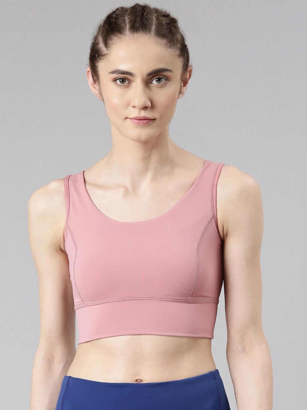 

Enamor Removable Padding Non Wired Dry Fit Antimicrobial Workout Sports Bra E117, Pink