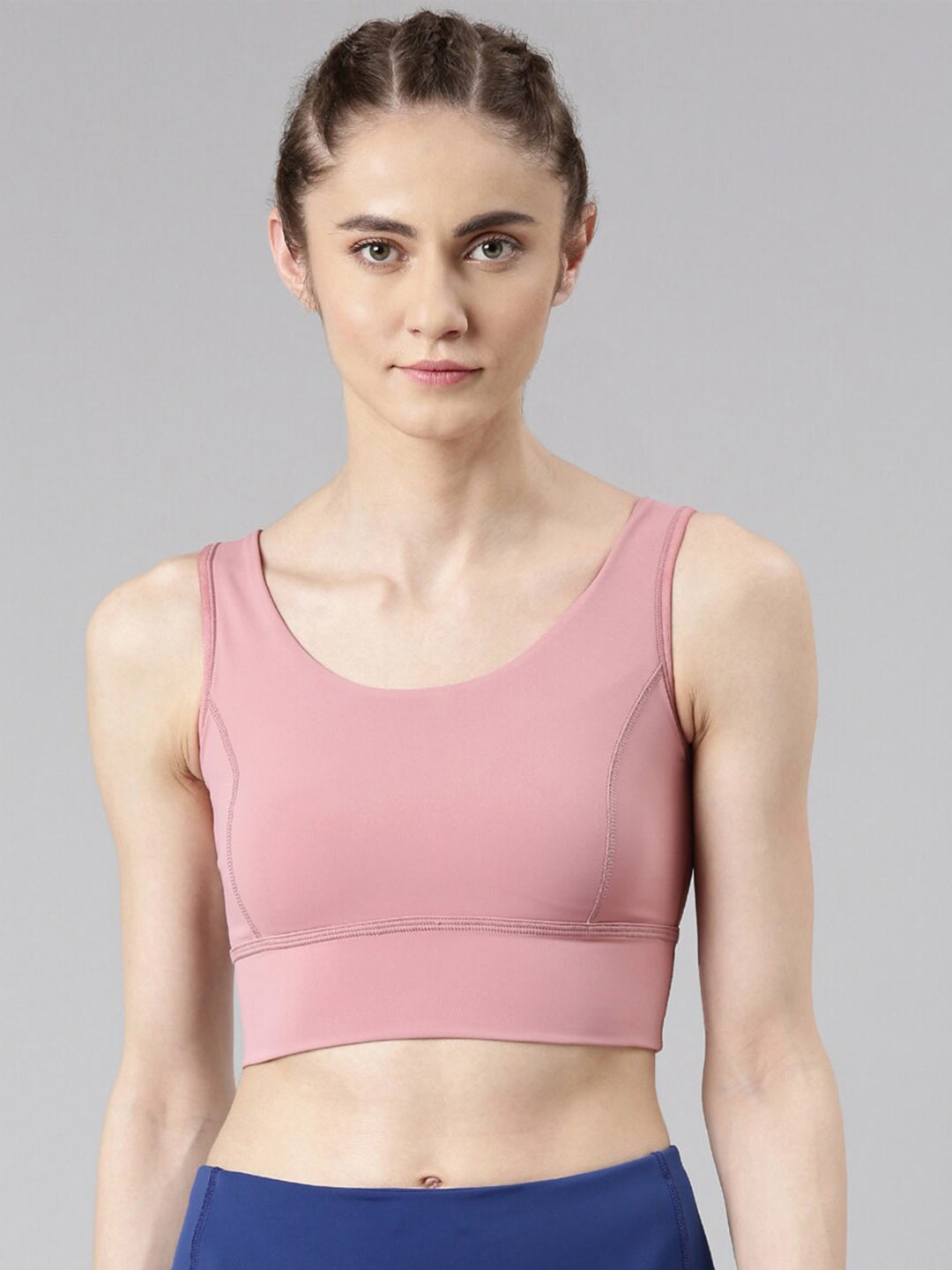

Enamor Plus Size Removable Padding Non Wired Dry Fit Antimicrobial Workout Sports Bra E117, Pink