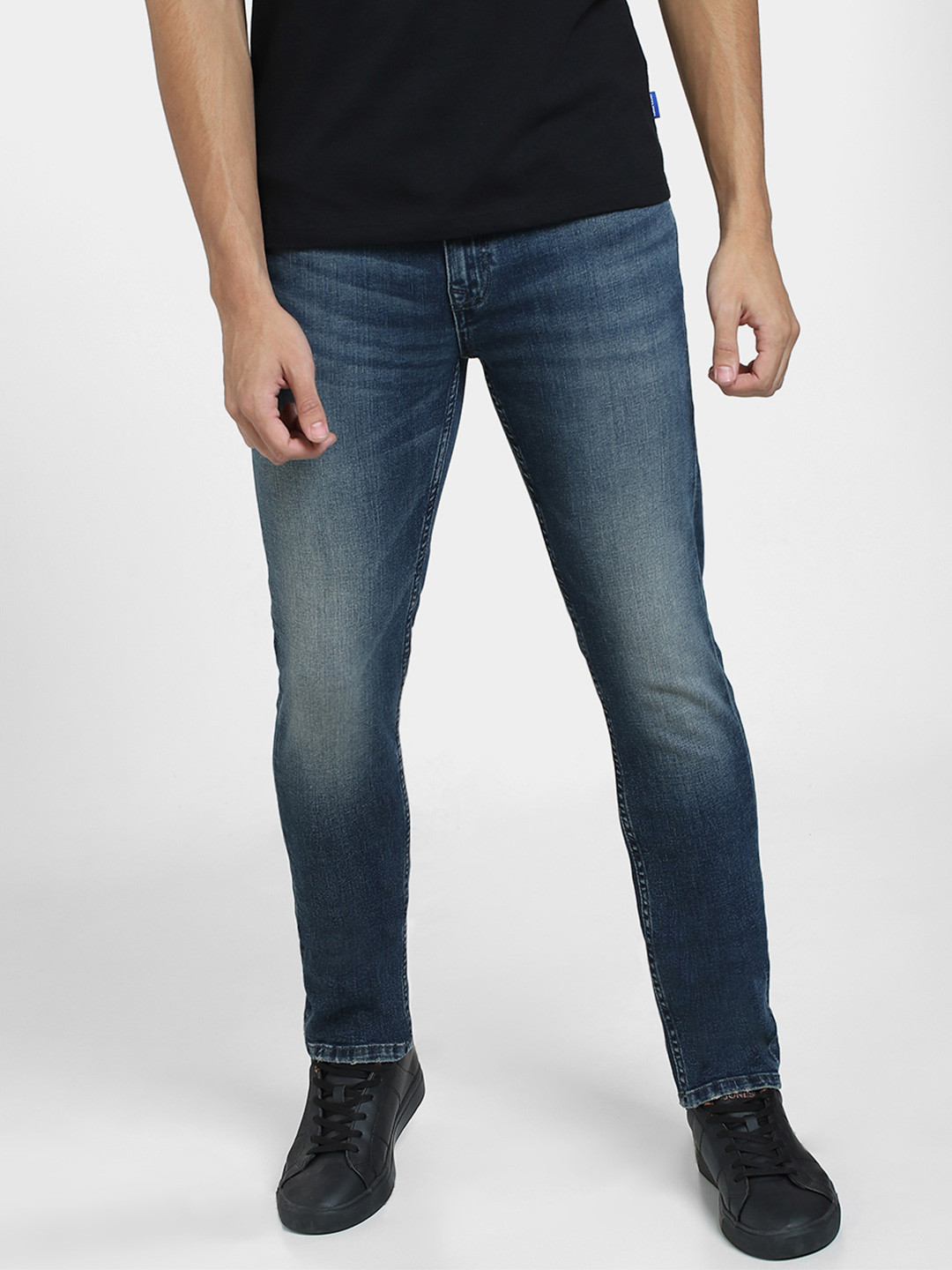 

Jack & Jones Men Skinny Fit Low-Rise Heavy Fade Cotton Jeans, Blue