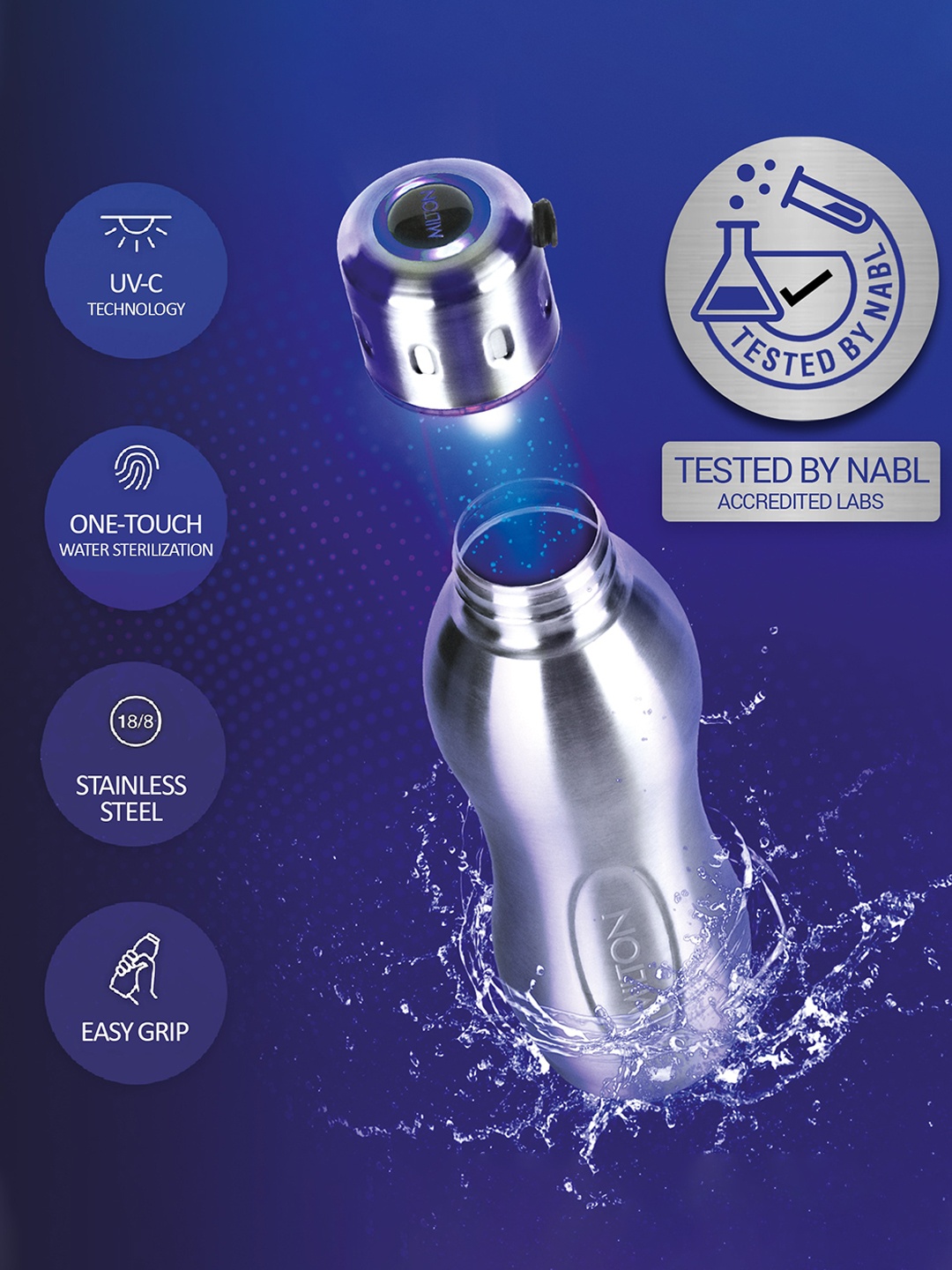 

Milton Yuva UV-C Technology Purifier Stainless Steel Water Bottle 1.07 L