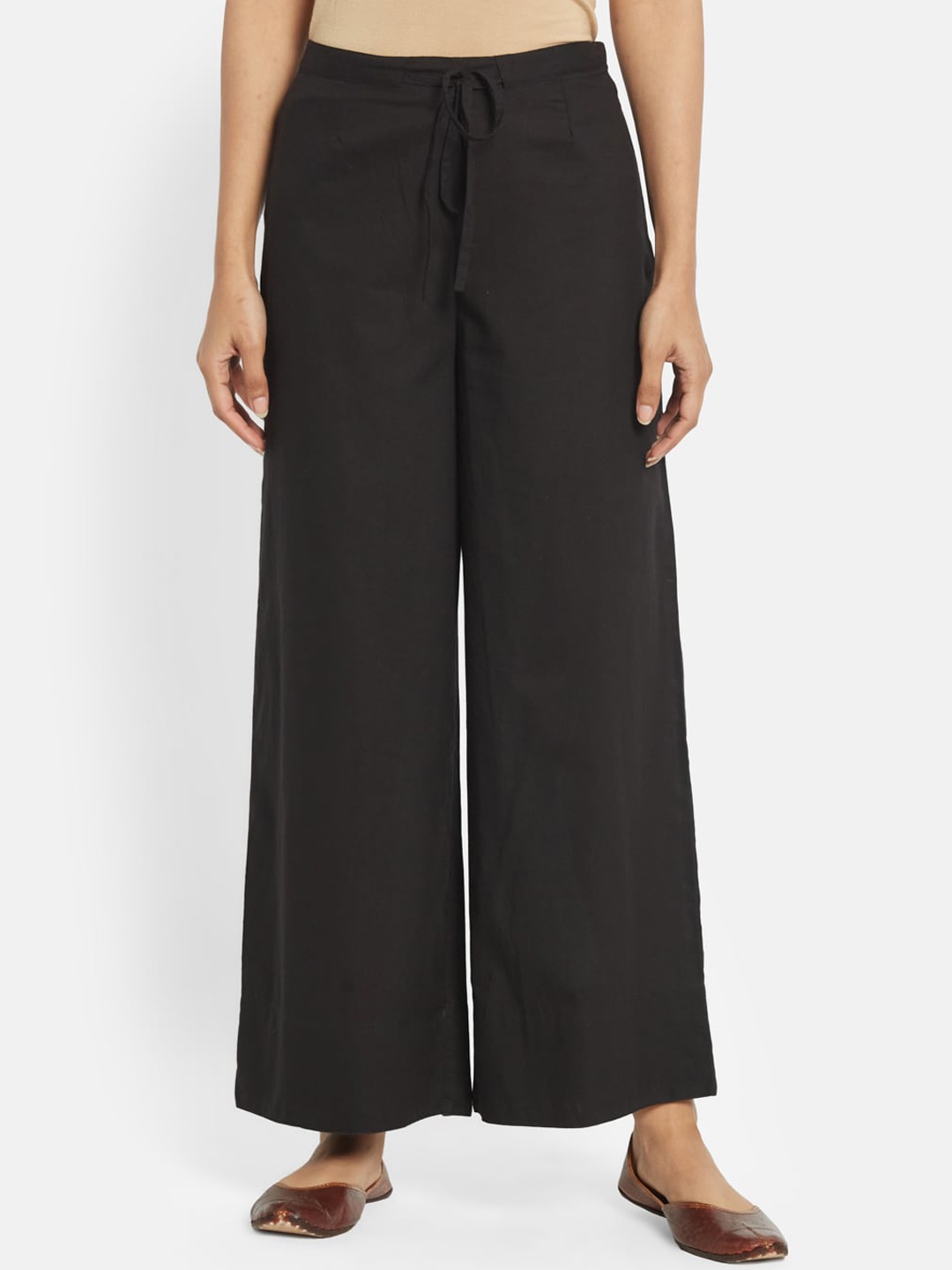 

Fabindia Women Straight Fit Parallel Trousers, Black