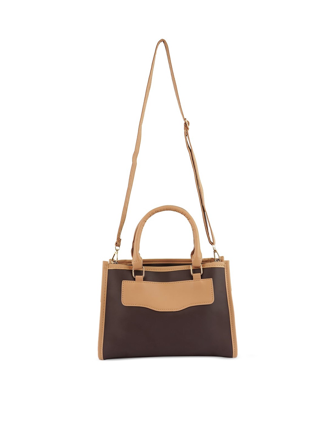 

London Rag Colourblocked Pu Satchel Tote Bag, Brown