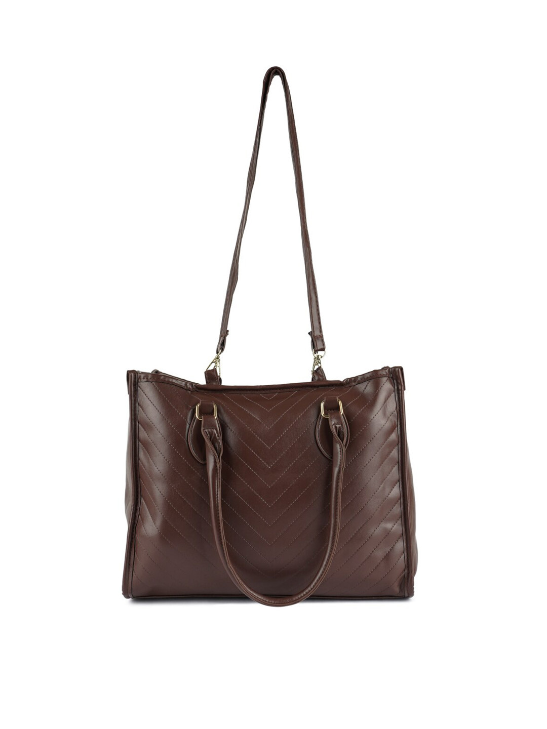 

London Rag Textured Tote Bag With Detachable sling strap, Coffee brown