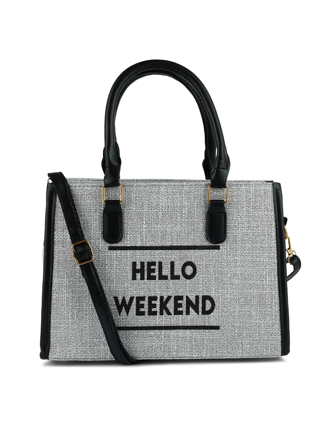 

London Rag Typography Printed Structured Handheld Bag, Grey