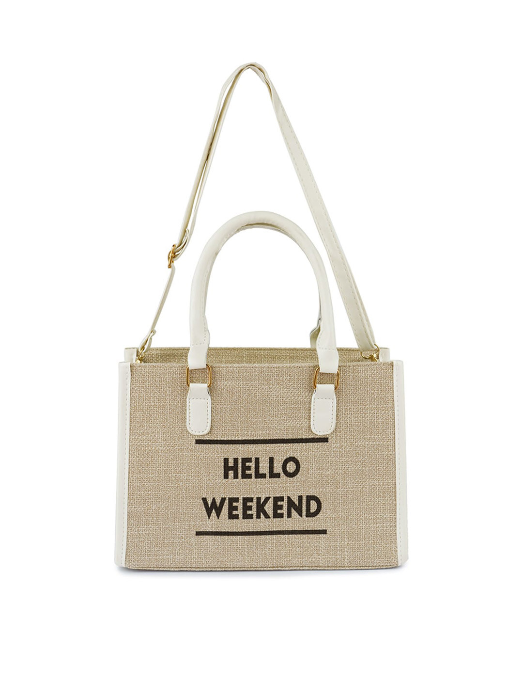

London Rag Typography Printed Structured Tote Bag, Beige