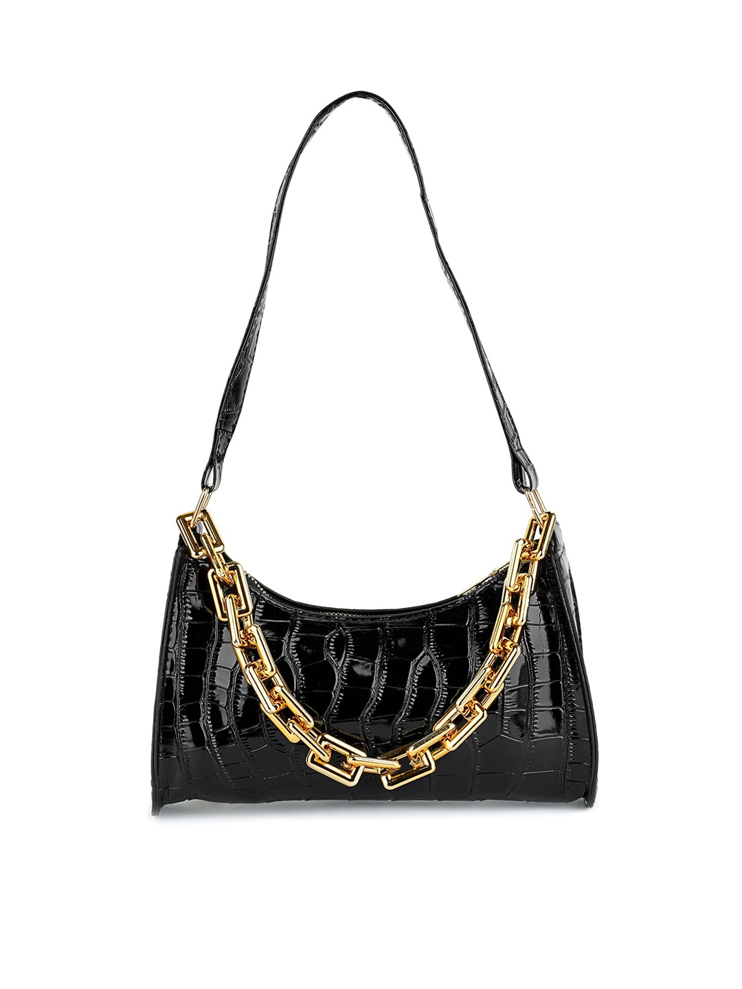 

London Rag Textured PU Baguette Bag, Black