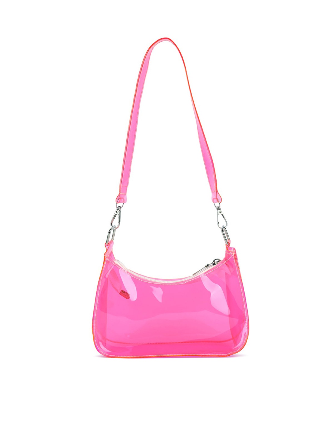 

London Rag Water Proof Transparent Structured Baguette Bag, Fuchsia