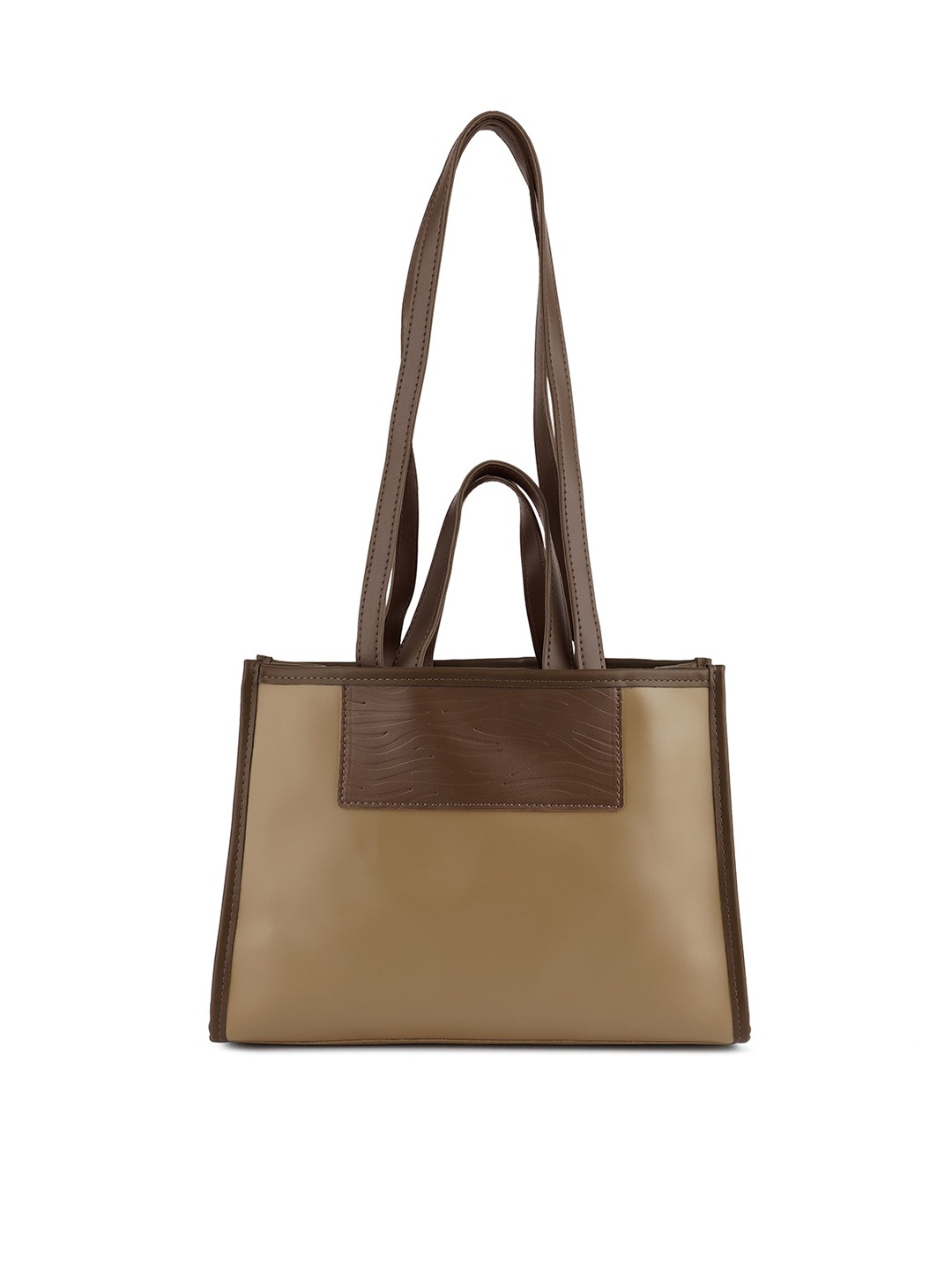 

London Rag PU Colourblocked Structured Tote Bag, Beige