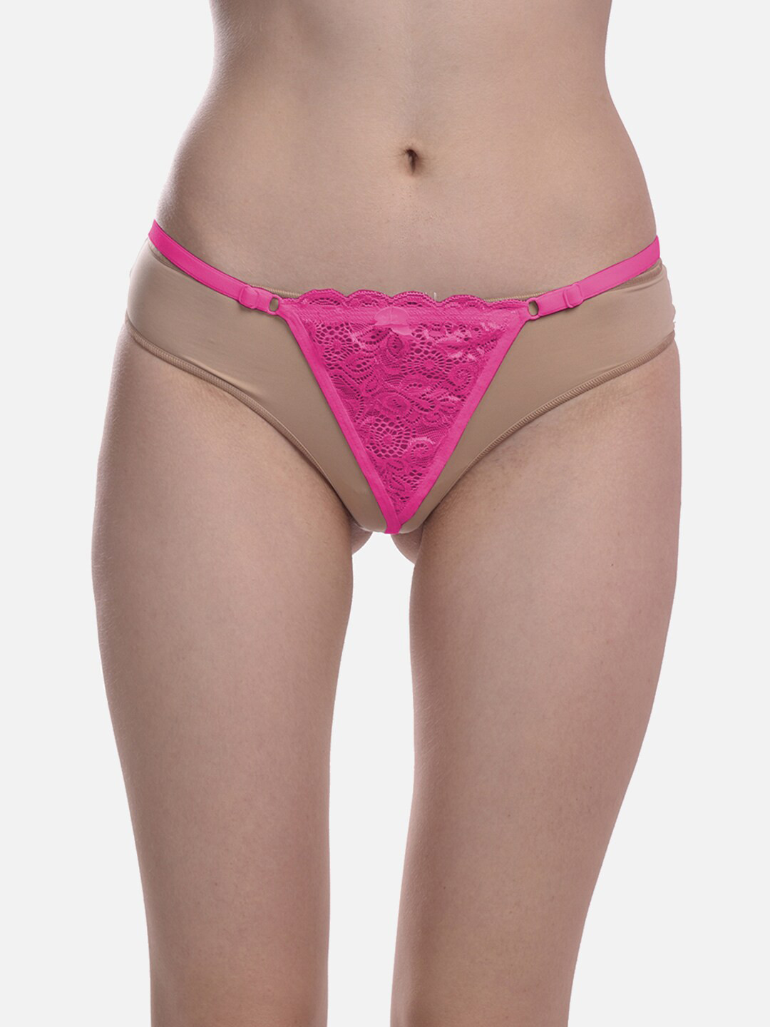 

StyFun Women Self-Design Anti-Microbial Thong Briefs LS_Net_ThongPanty_Rani_FS, Pink