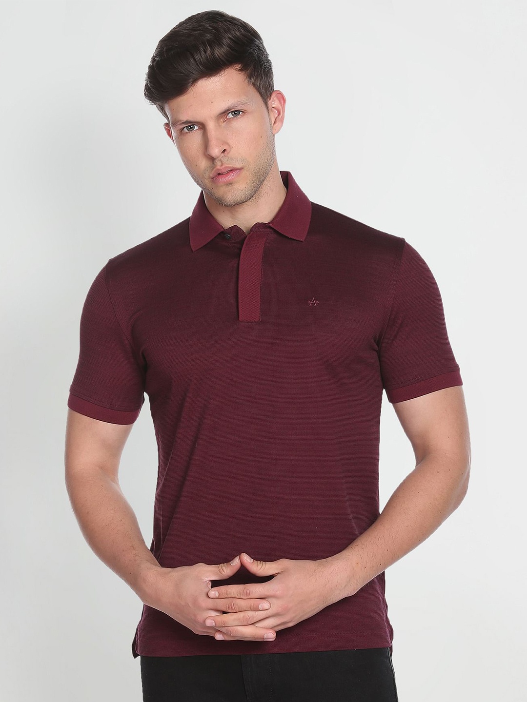 

Arrow Polo Collar Mercerised Cotton T-shirt, Maroon