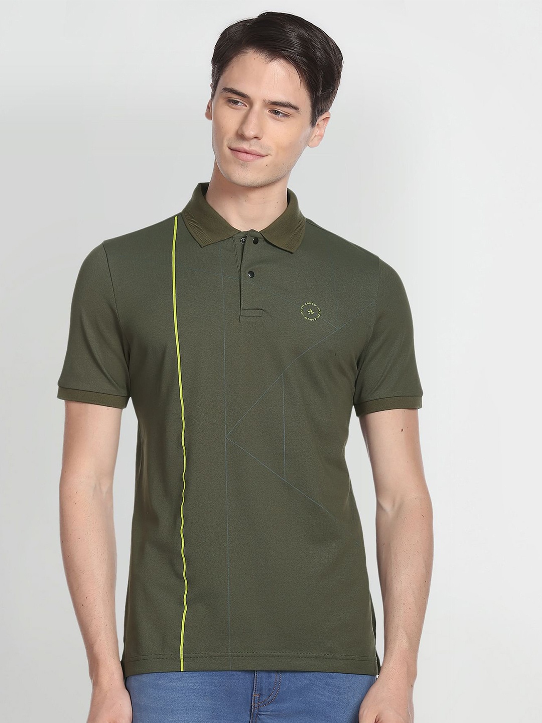 

Arrow New York Abstract Printed Polo Collar T-shirt, Green