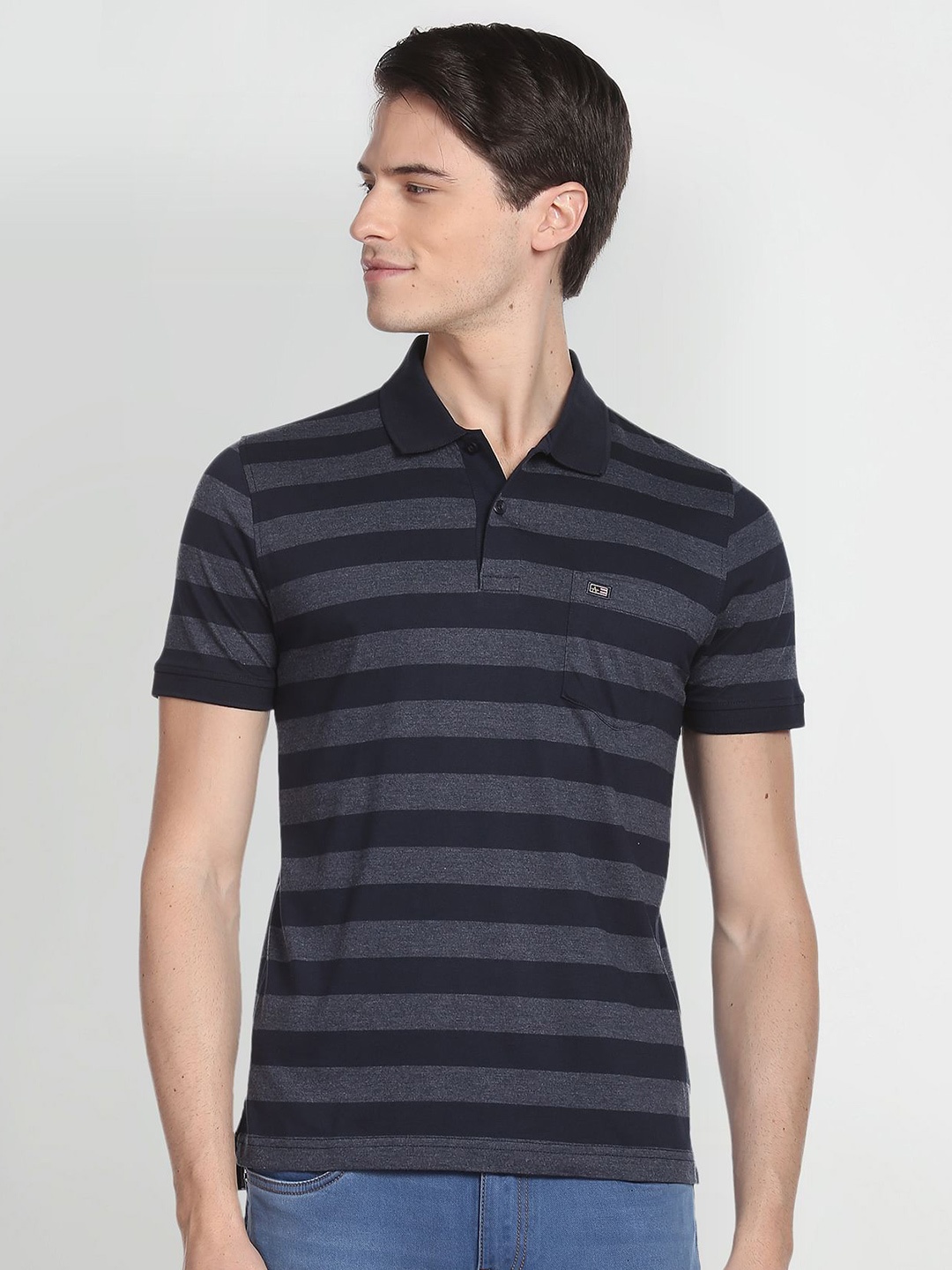 

Arrow Sport Striped Polo Collar T-shirt, Blue