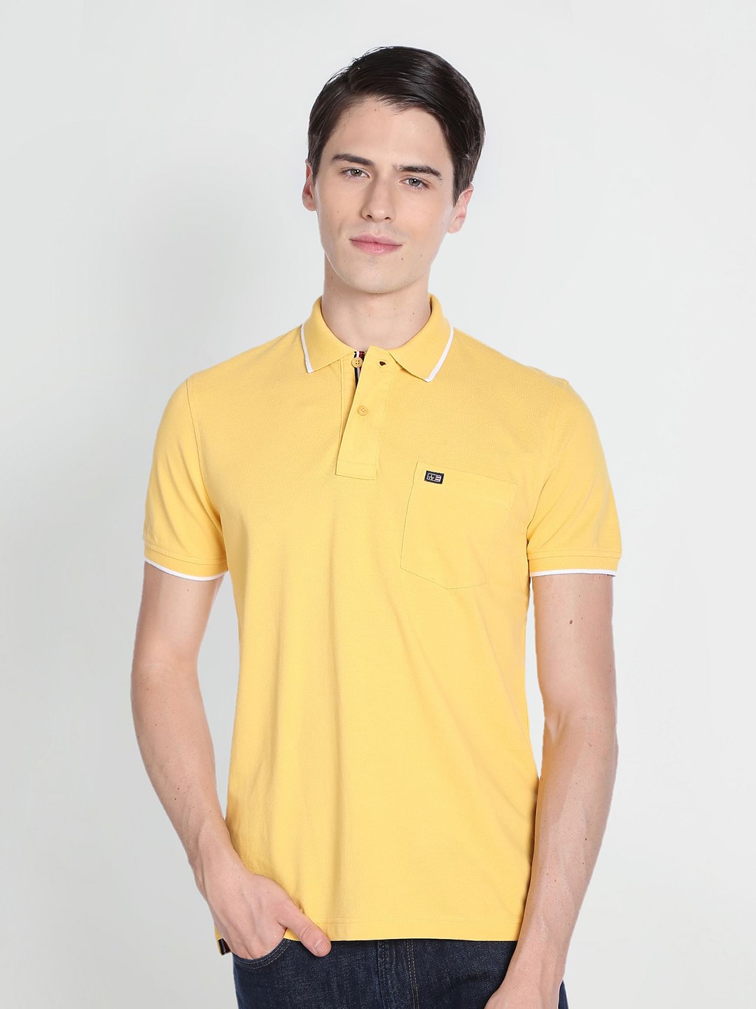 

Arrow Sport Polo Collar Pure Cotton T-shirt, Yellow