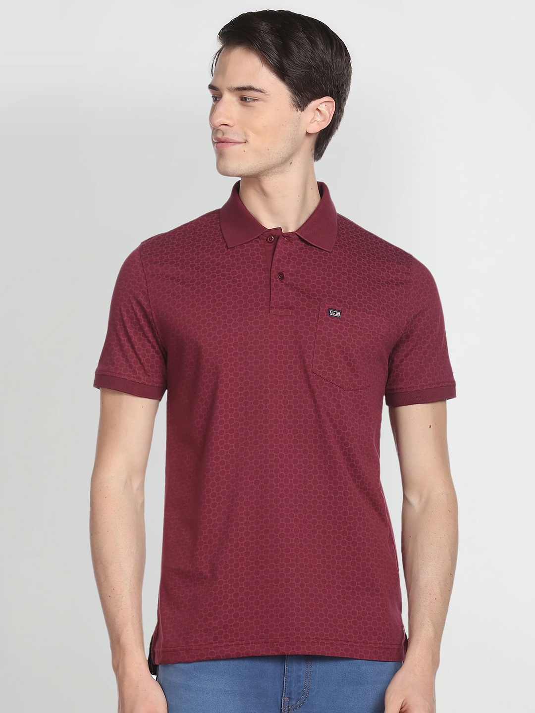 

Arrow Sport Printed Polo Collar Cotton T-shirt, Red