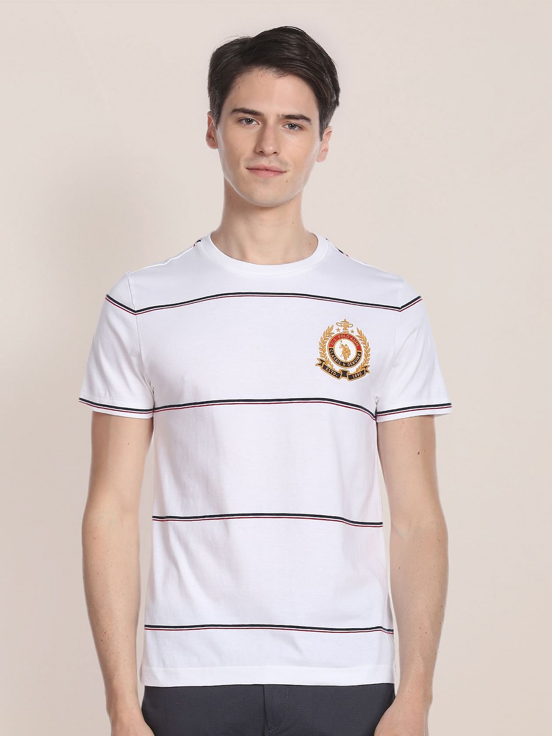 

U.S. Polo Assn. Striped Pure Cotton T-shirt, White