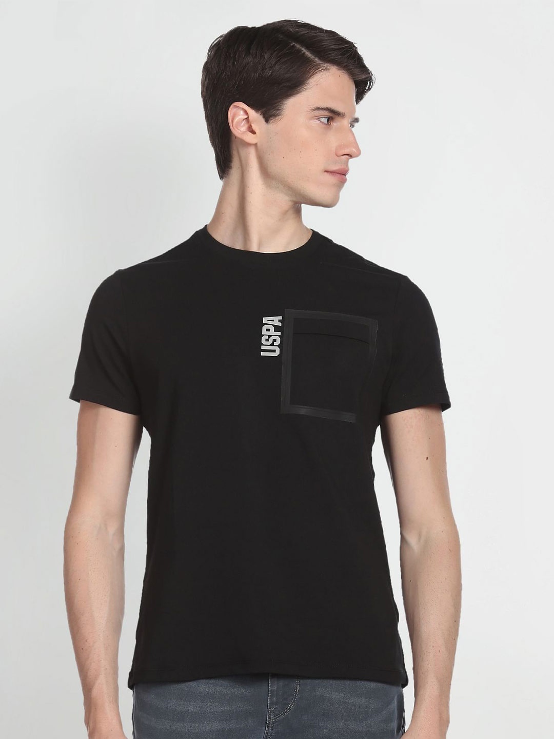 

U.S. Polo Assn. Denim Co. Typography Printed Slim Fit Cotton T-shirt, Black