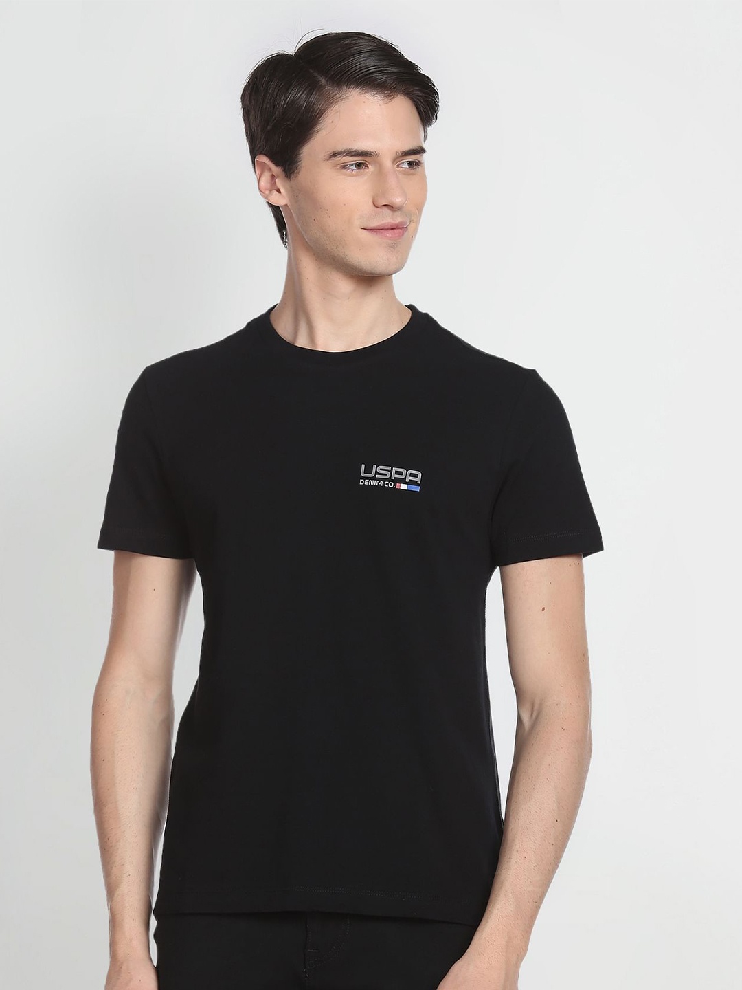 

U.S. Polo Assn. Denim Co. Round Neck Pure Cotton Slim Fit T-shirt, Black