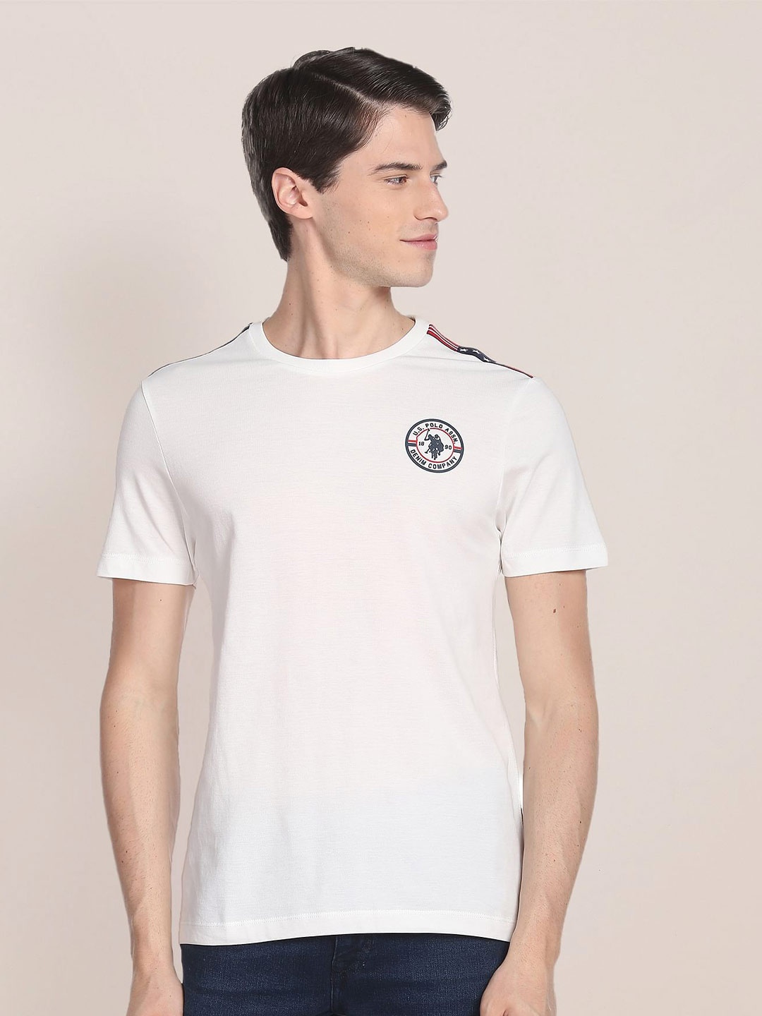 

U.S. Polo Assn. Denim Co. Round Neck Pure Cotton Slim Fit T-shirt, White