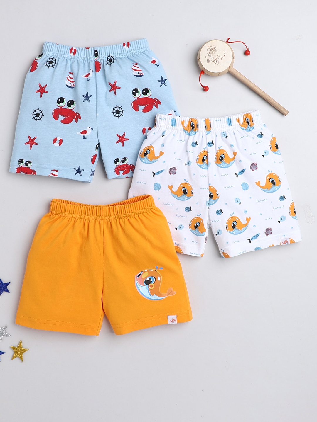 

BUMZEE Boys Pack Of 3 Animal Printed Shorts, Blue
