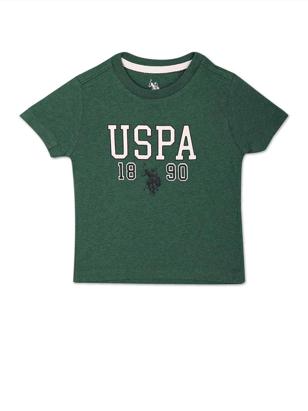 

U.S. Polo Assn. Kids Boys Typography Printed Pure Cotton T-shirt, Green