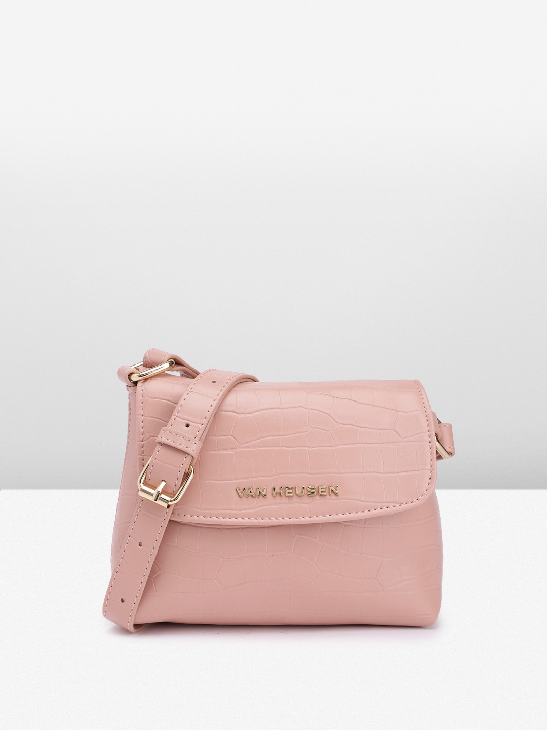 

Van Heusen Animal Textured Structured Sling Bag, Pink