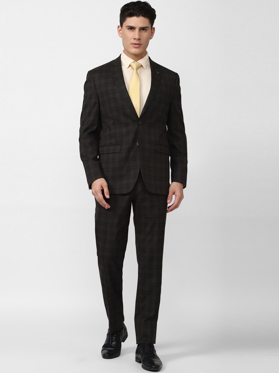 

Van Heusen Men Checked Slim-Fit Single-Breasted Two-Piece Formal Suits, Black