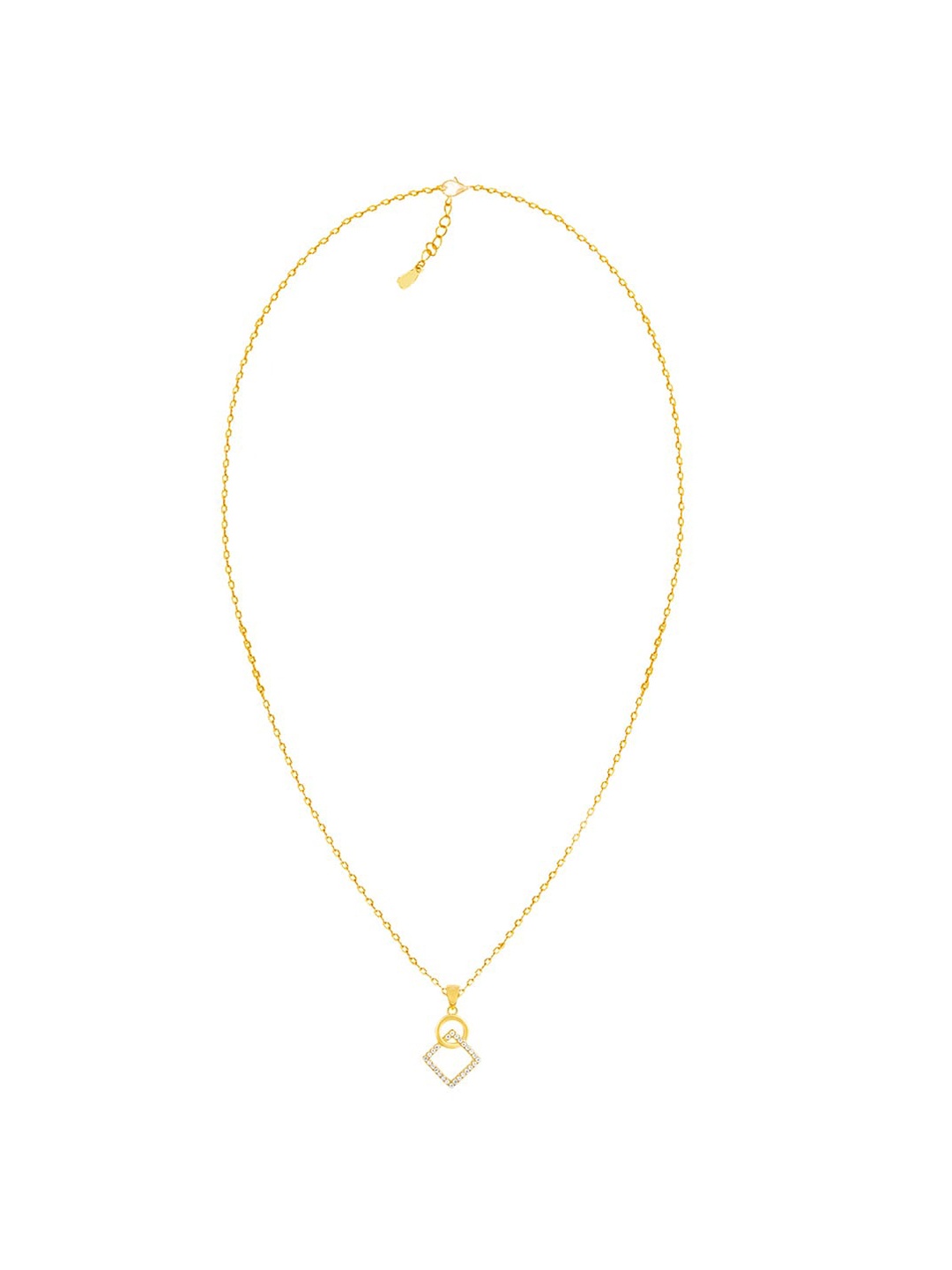 

GIVA Gold-Plated CZ-Studded Cubic Circle Pendant With Chain, White