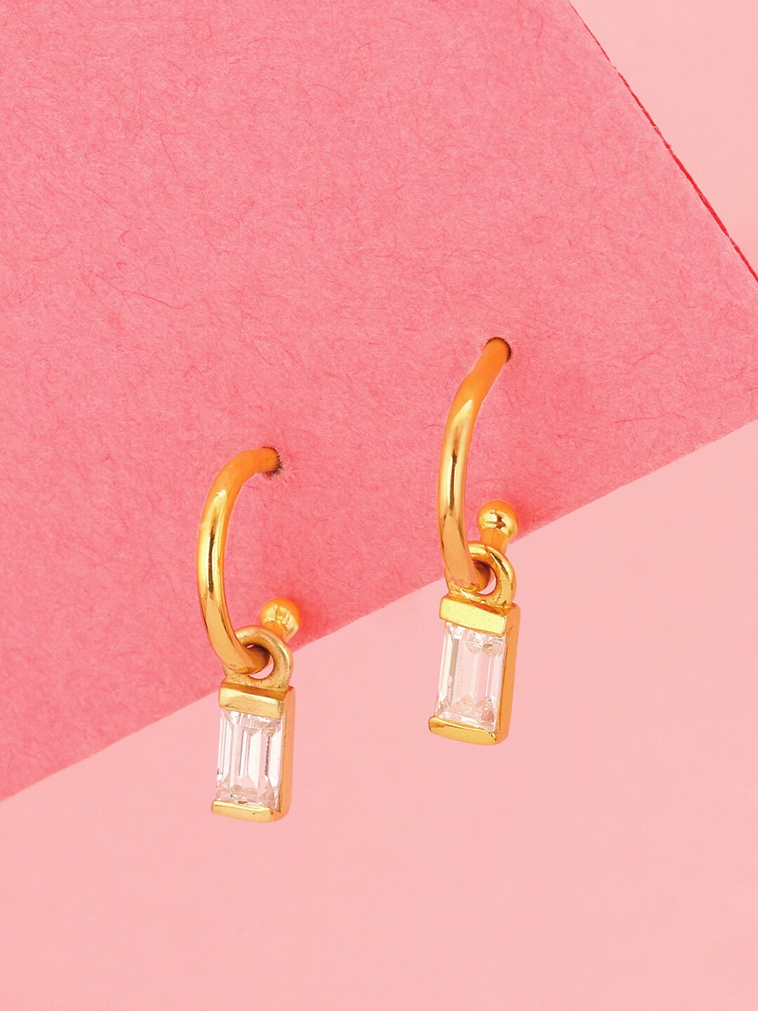 

GIVA Gold-Plated Contemporary Cubic Zirconia Hoop Earrings