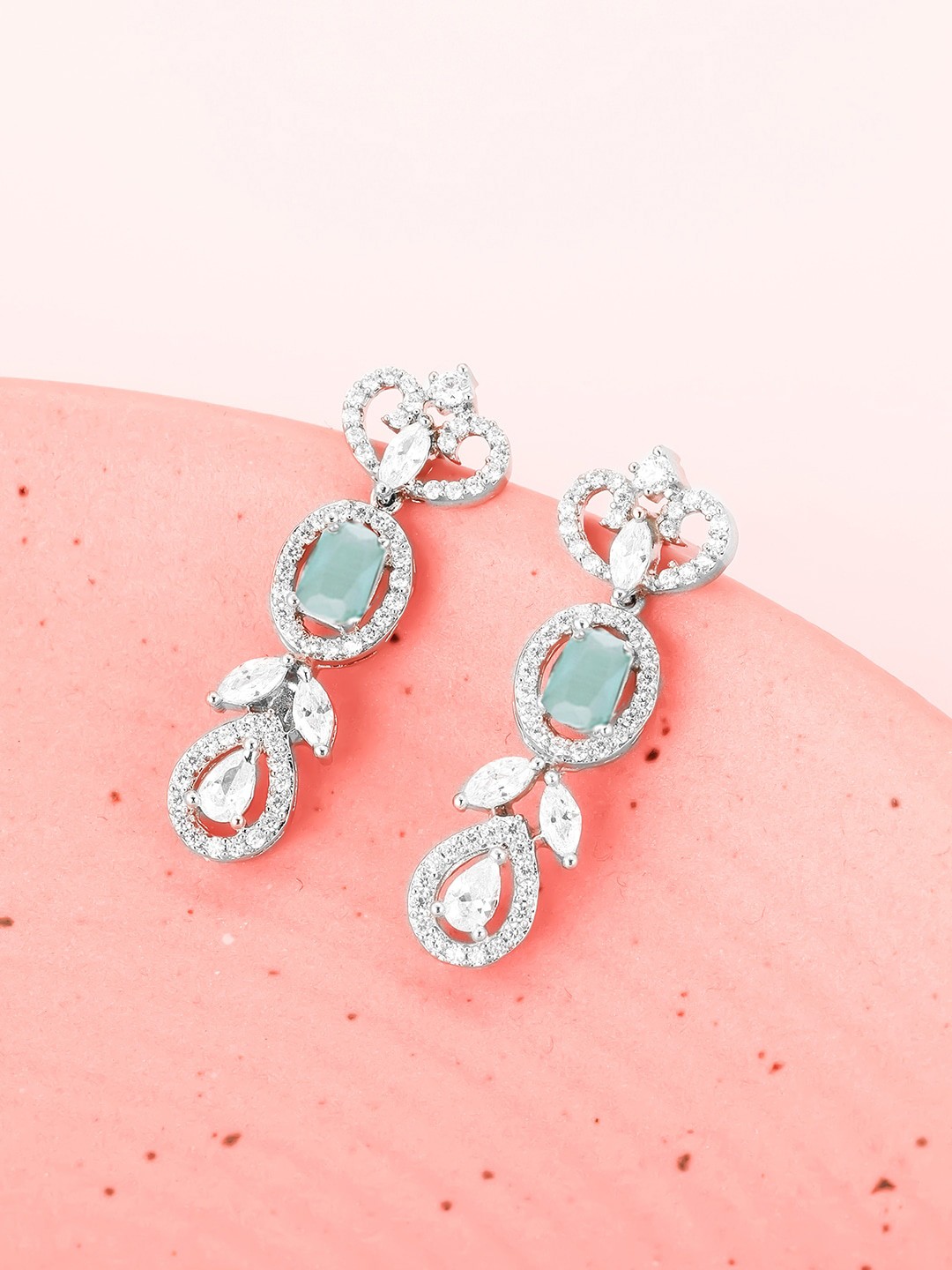 

GIVA Silver-Plated Contemporary Drop Earrings, Sea green
