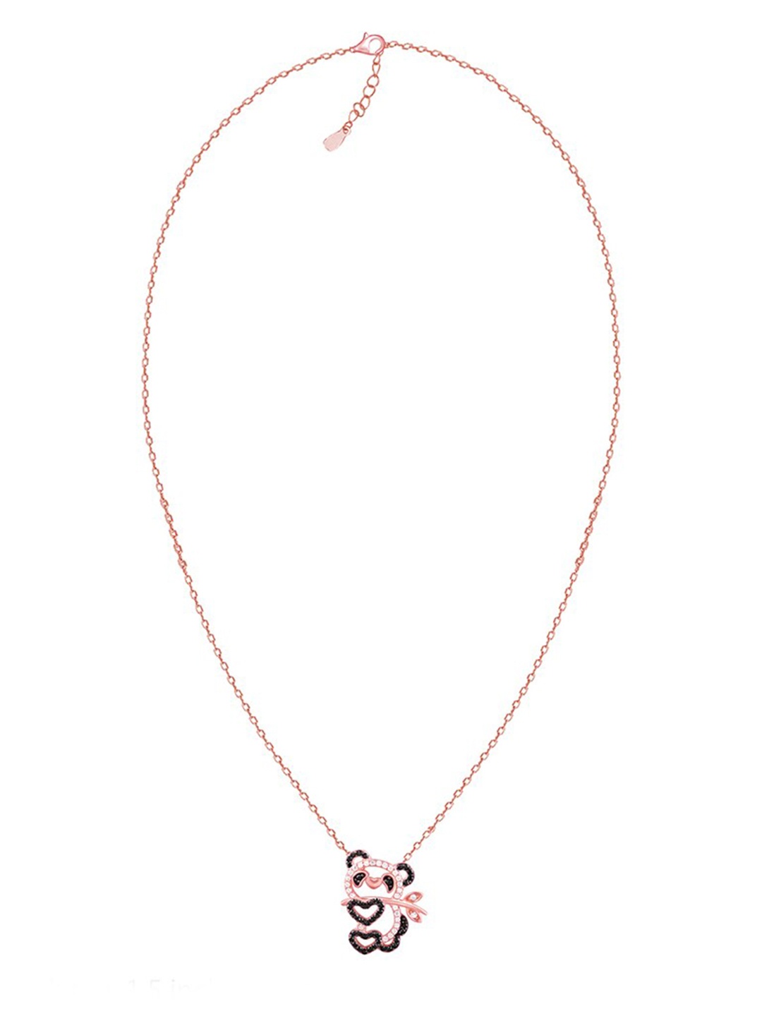 

GIVA 9.25 Sterling Silver Rose Gold-Plated Panda Heart Me Necklace, White