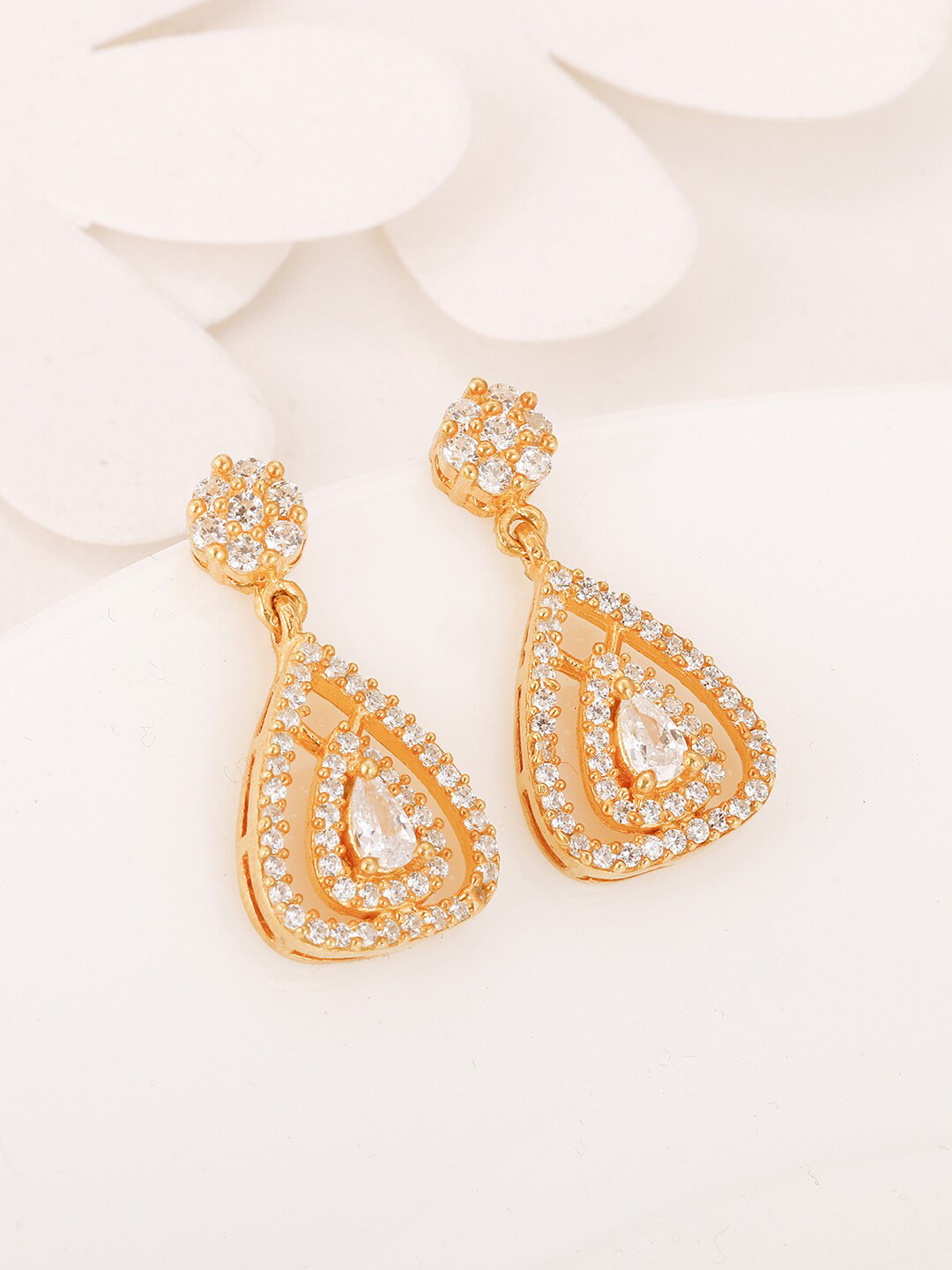 

GIVA Gold-Plated Contemporary Cubic Zirconia Drop Earrings, White