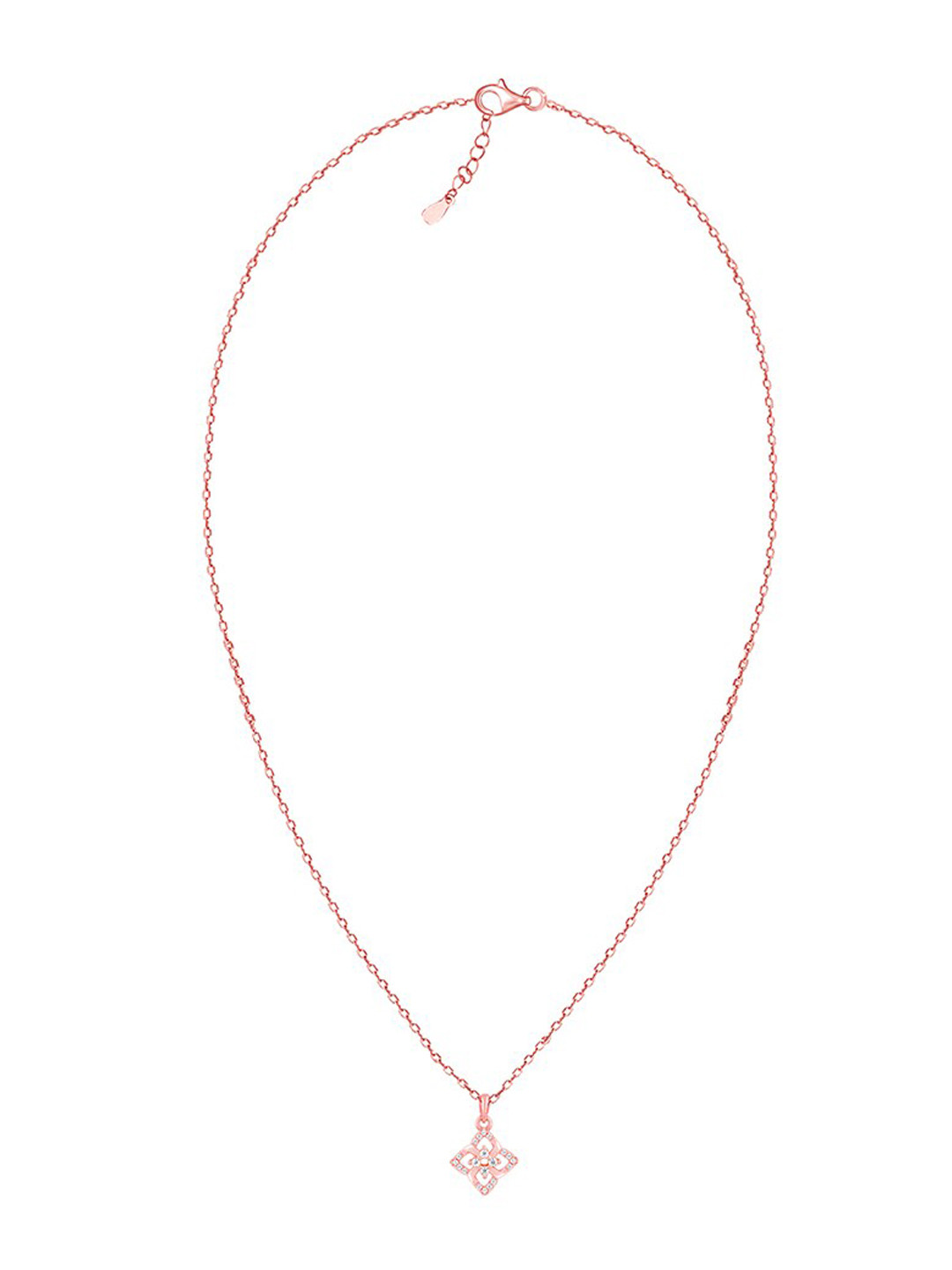 

GIVA 925 Sterling Silver Rose Gold-Plated CZ Studded Pendant With Chain