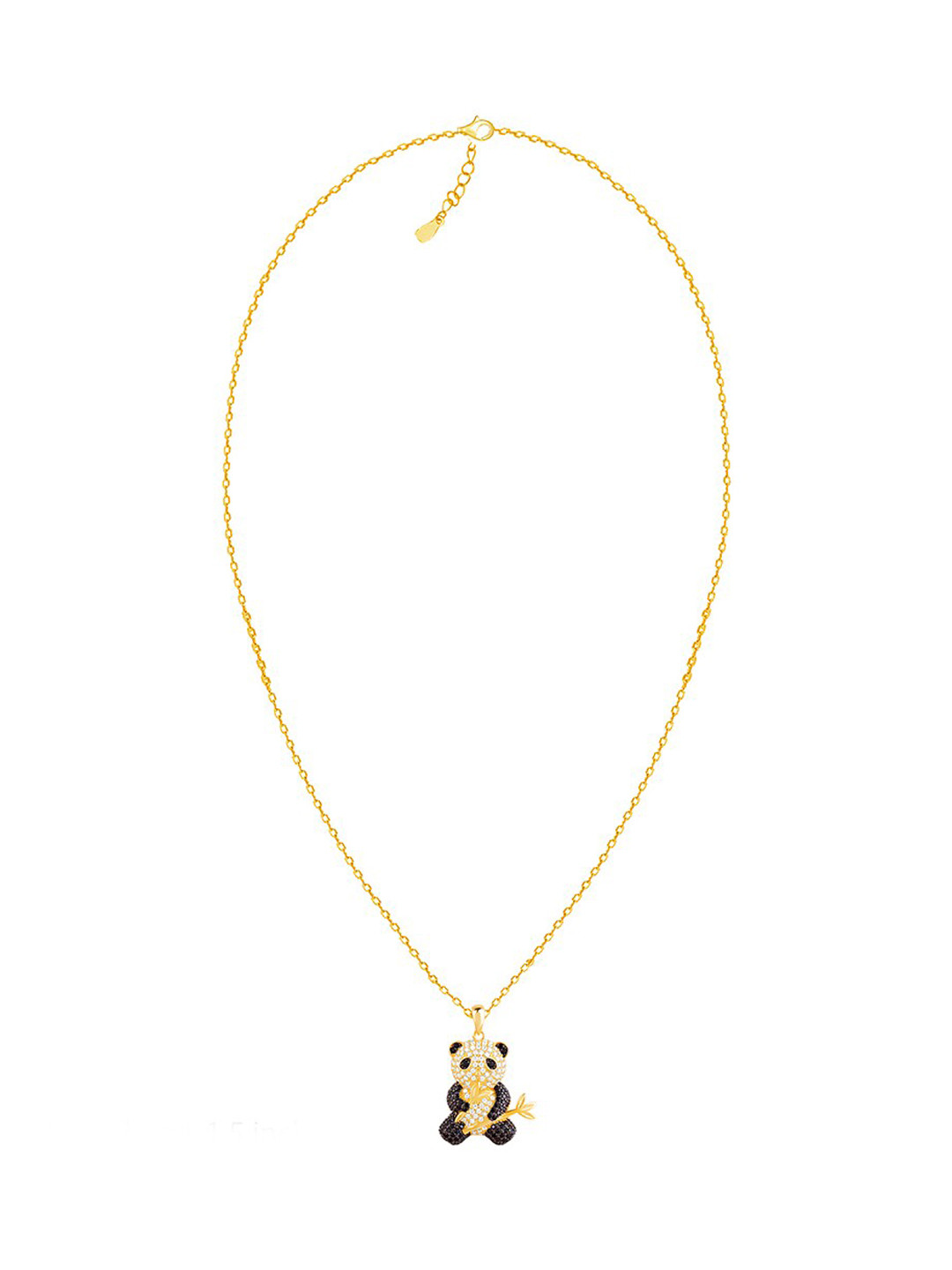 

GIVA 92.5 Sterling Silver Gold-Plated Stone-Studded Pendant With Chain, Black