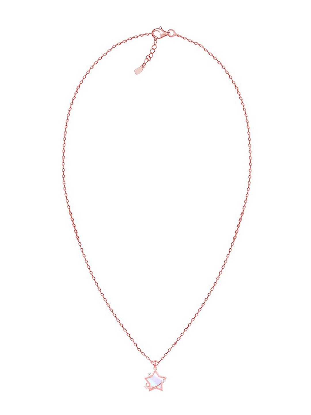 

GIVA 925 Sterling Silver Rose Gold-Plated CZ Studded Pendant With Chain, White