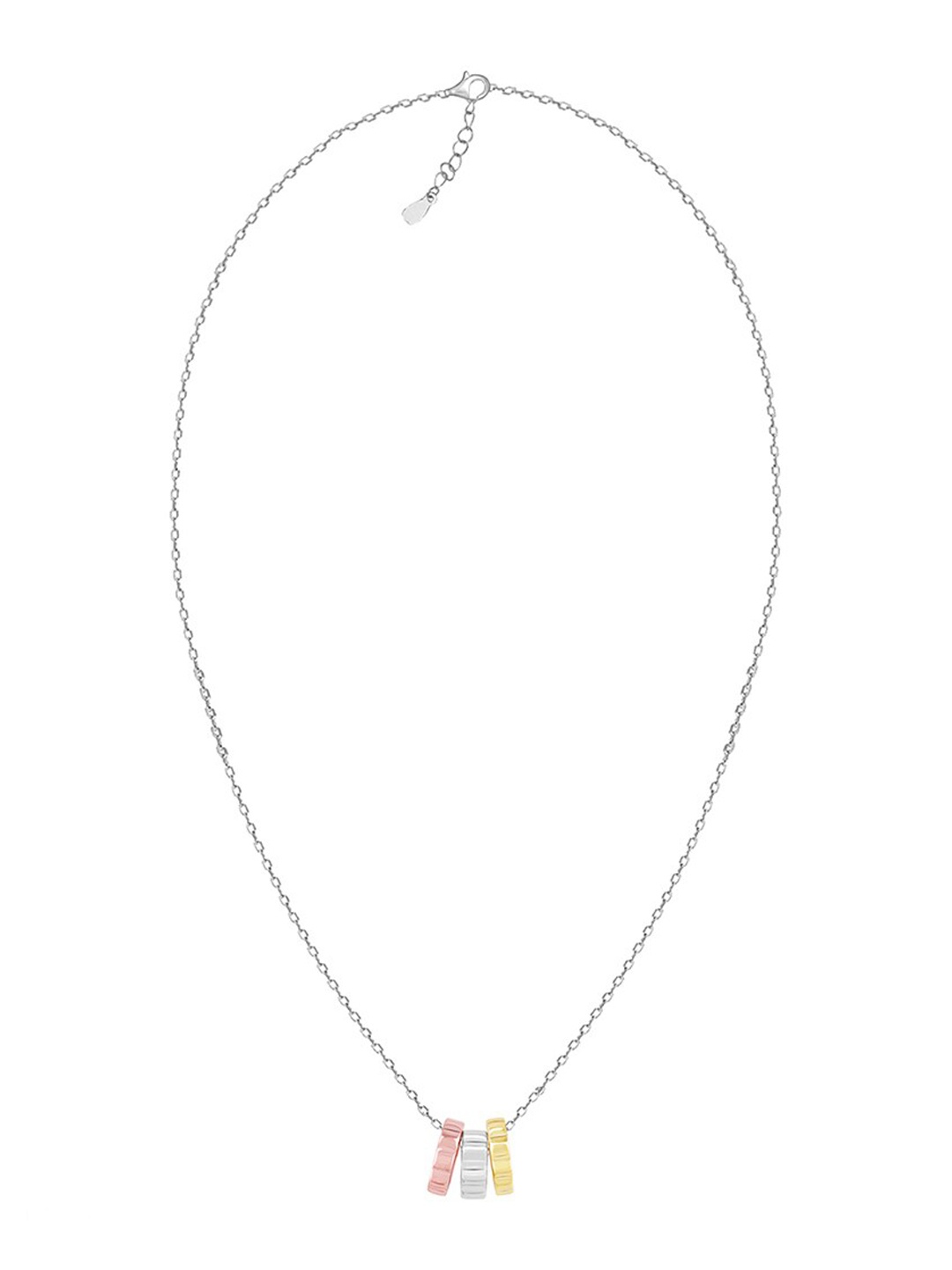 

GIVA Rhodium-Plated Triple Tone Pendant With Chain, Silver