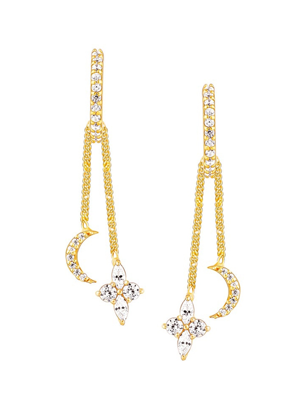 

GIVA Gold-Plated Contemporary Cubic Zirconia Drop Earrings, White