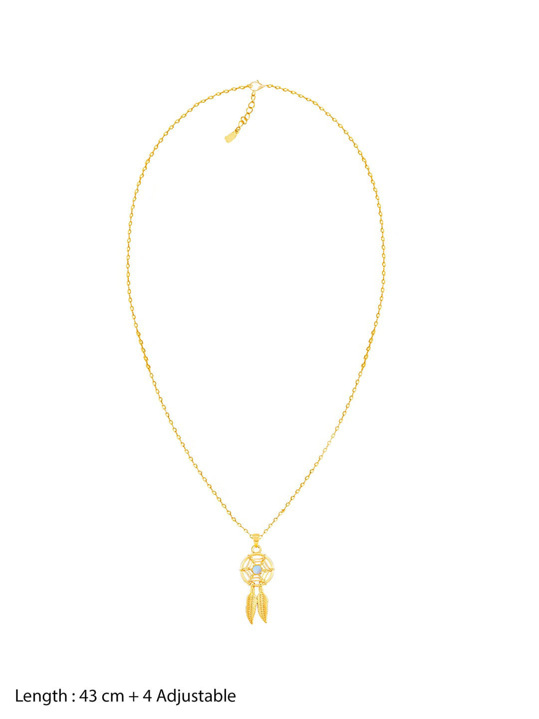 

GIVA 925 Sterling Silver Gold-Plated Stone Studded Pendant With Chain, Blue