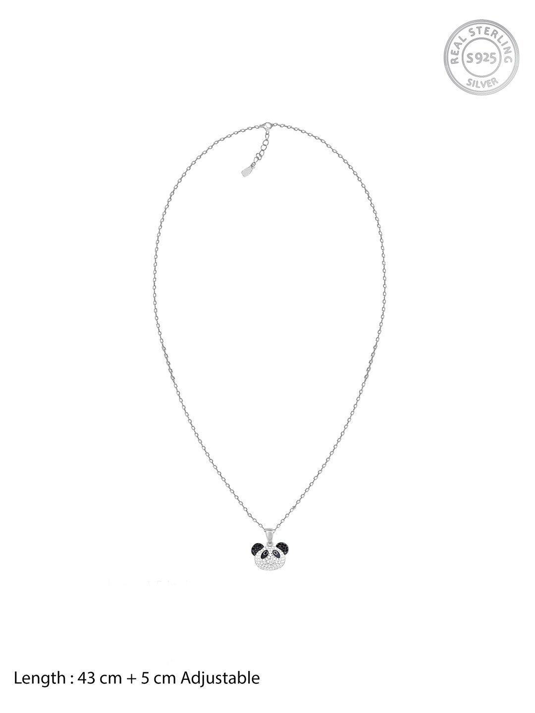 

GIVA Rhodium-Plated Stone Studded Pendant With Chain, Black