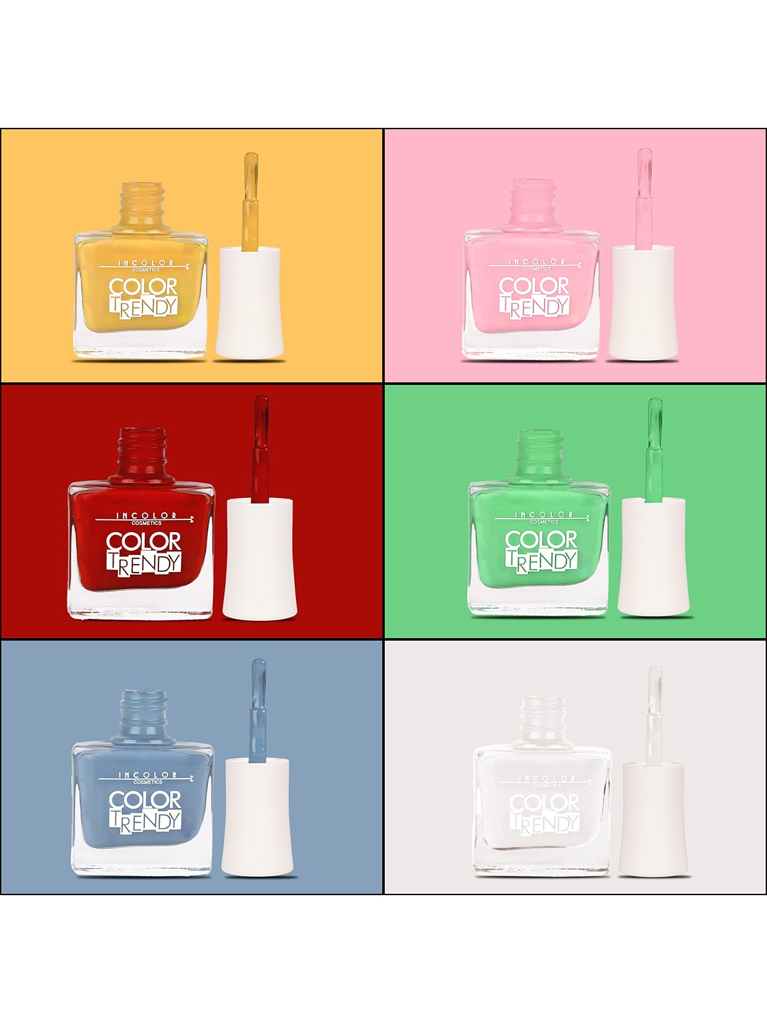 

INCOLOR Set of 6 Color Trendy Long-Lasting Matte Nail Polish 9.5 ml each - Combo 20, Multi