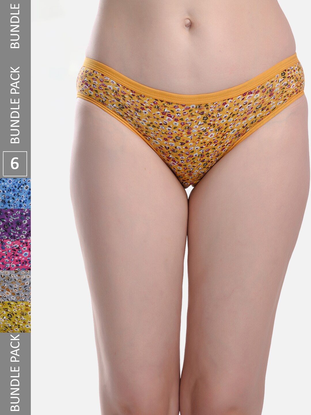 

StyFun Women Pack Of 6 Printed Mid-Rise Hipster Briefs, Blue