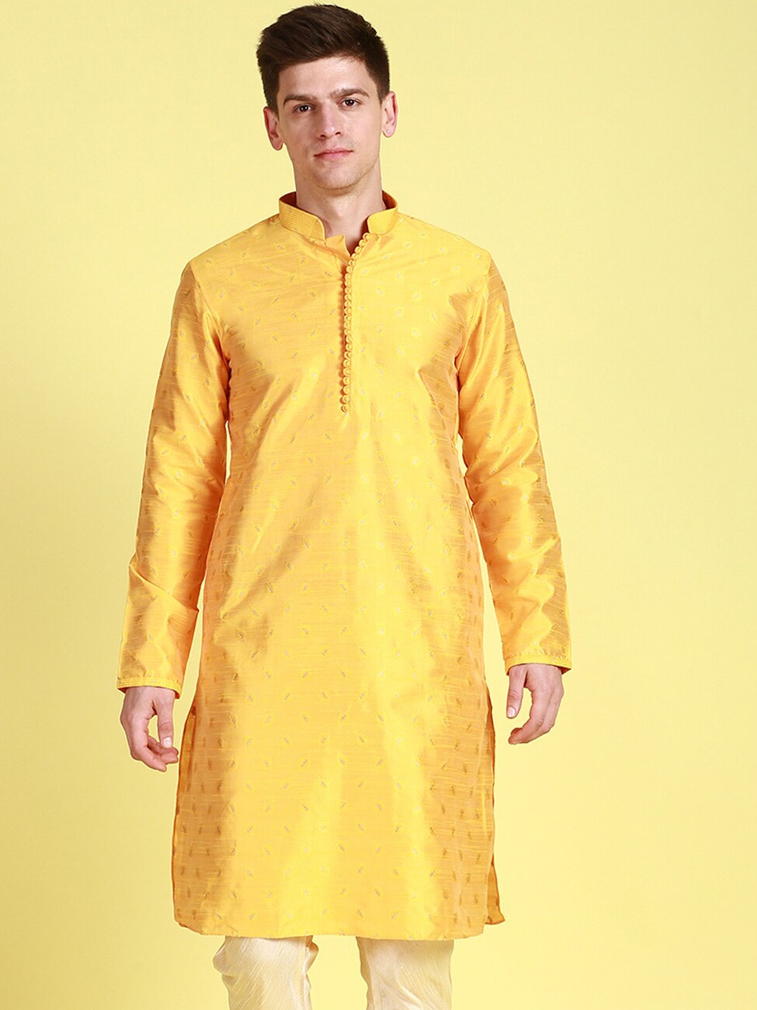 

Sanwara Ethnic Motifs Woven Design Straight Kurta, Yellow