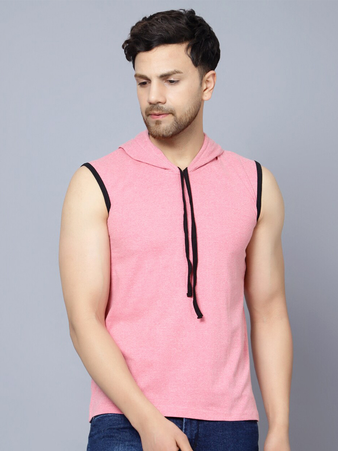

DIAZ Hooded Cotton Slim Fit T-shirt, Pink