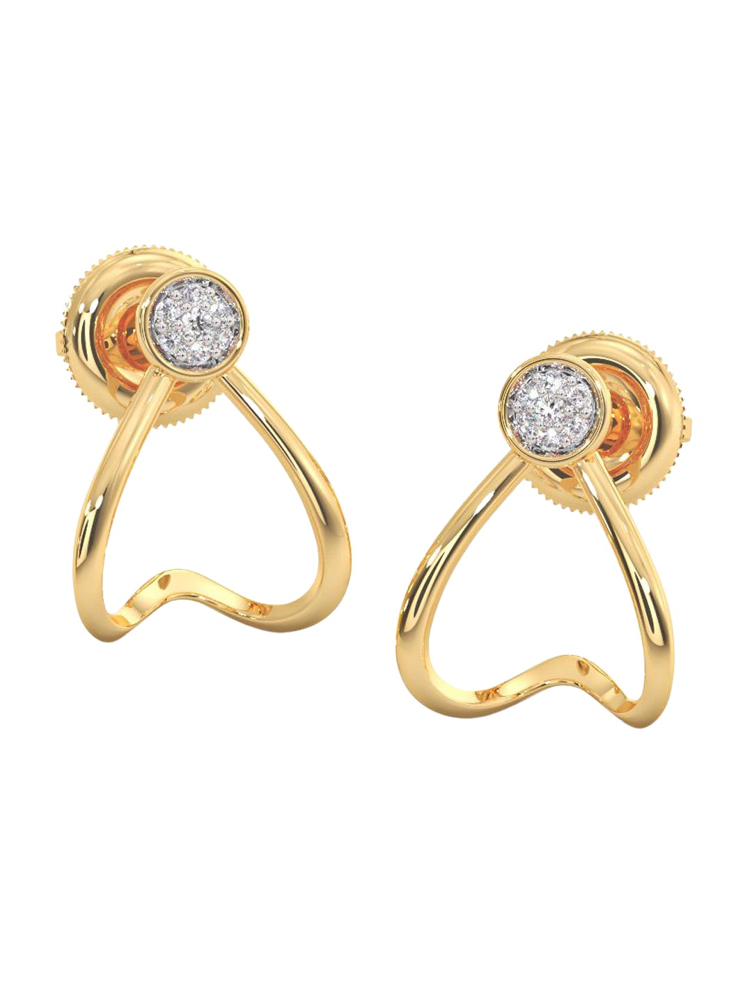 

CANDERE A KALYAN JEWELLERS COMPANY Diamond-Studded 14KT Gold Stud Earrings - 1.27 gm