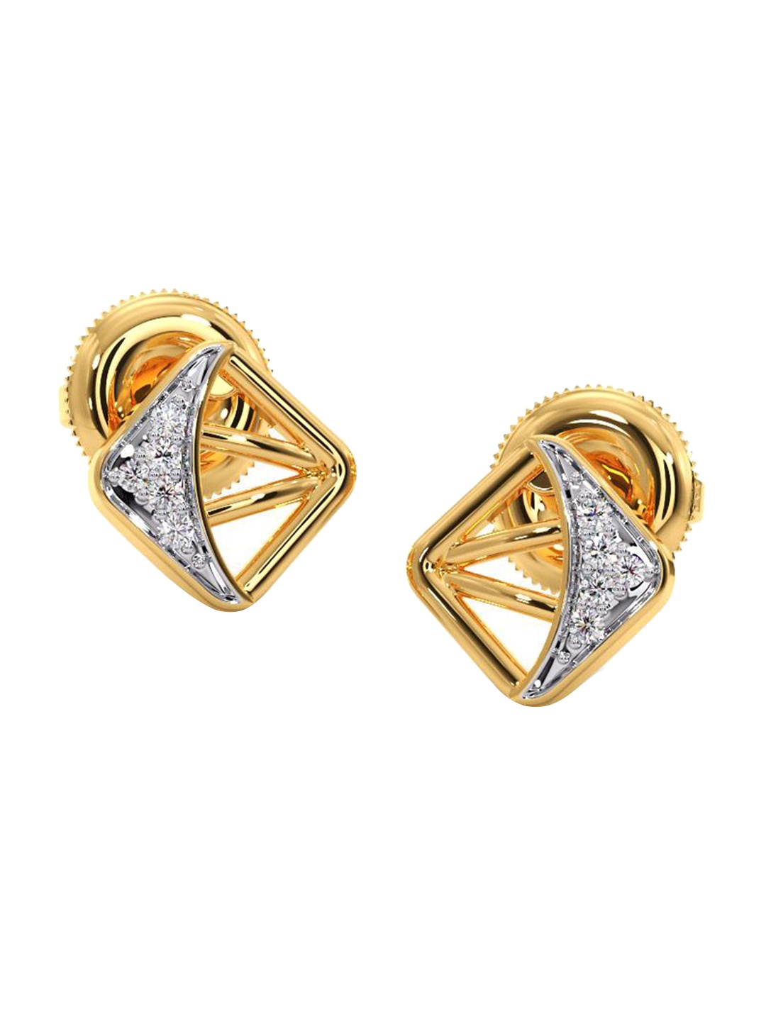 

CANDERE A KALYAN JEWELLERS COMPANY Diamond-Studded 14KT Gold Stud Earrings - 1.22 gm, Yellow